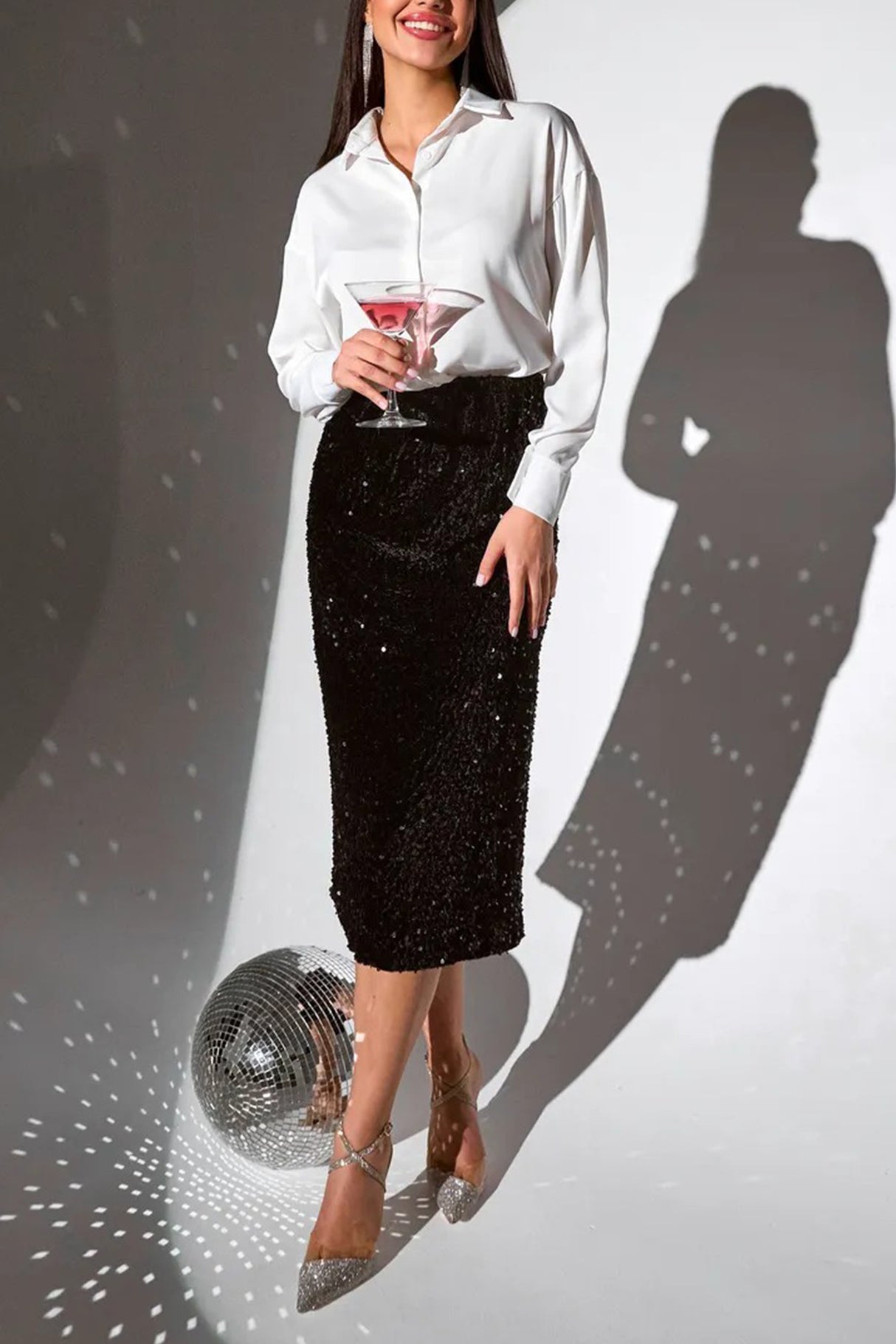 Arolora Solid Color Slim Fit Blouse