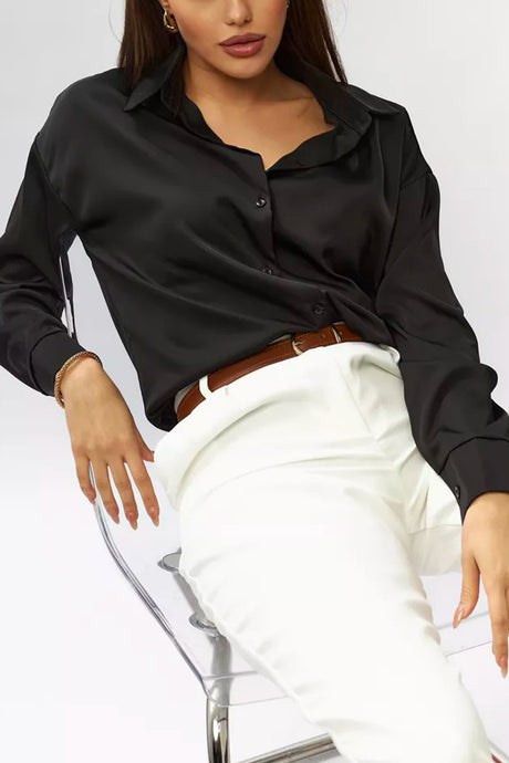 Arolora Solid Color Slim Fit Blouse
