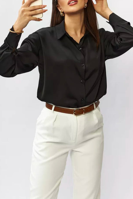 Arolora Solid Color Slim Fit Blouse