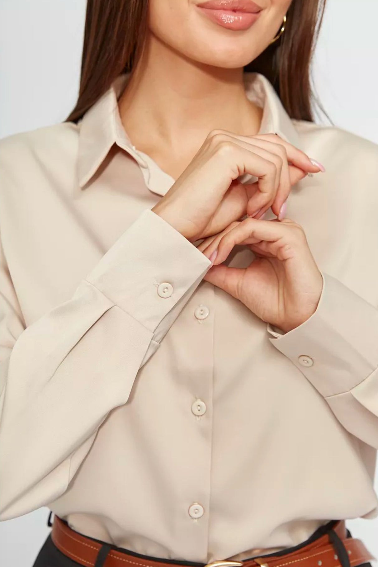 Arolora Solid Color Slim Fit Blouse