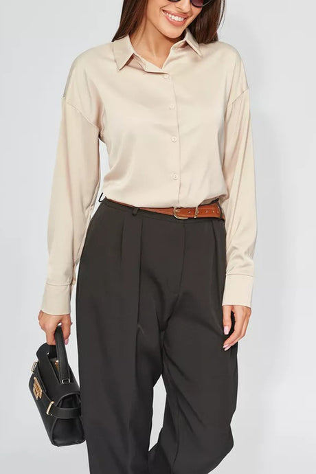 Arolora Solid Color Slim Fit Blouse