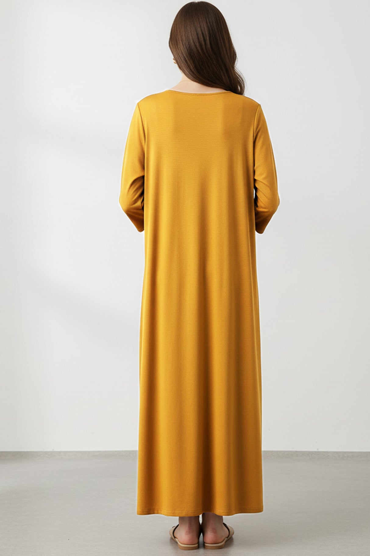 Solid Color V Neck Sweatshirt Dress