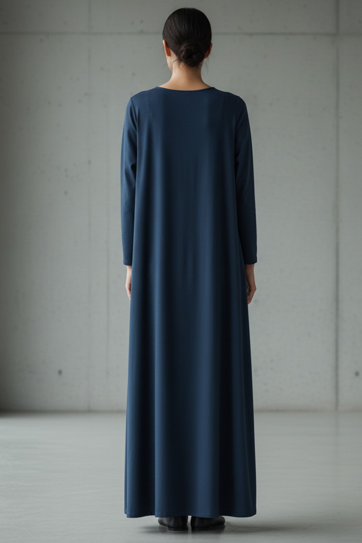 Solid Color V Neck Sweatshirt Dress