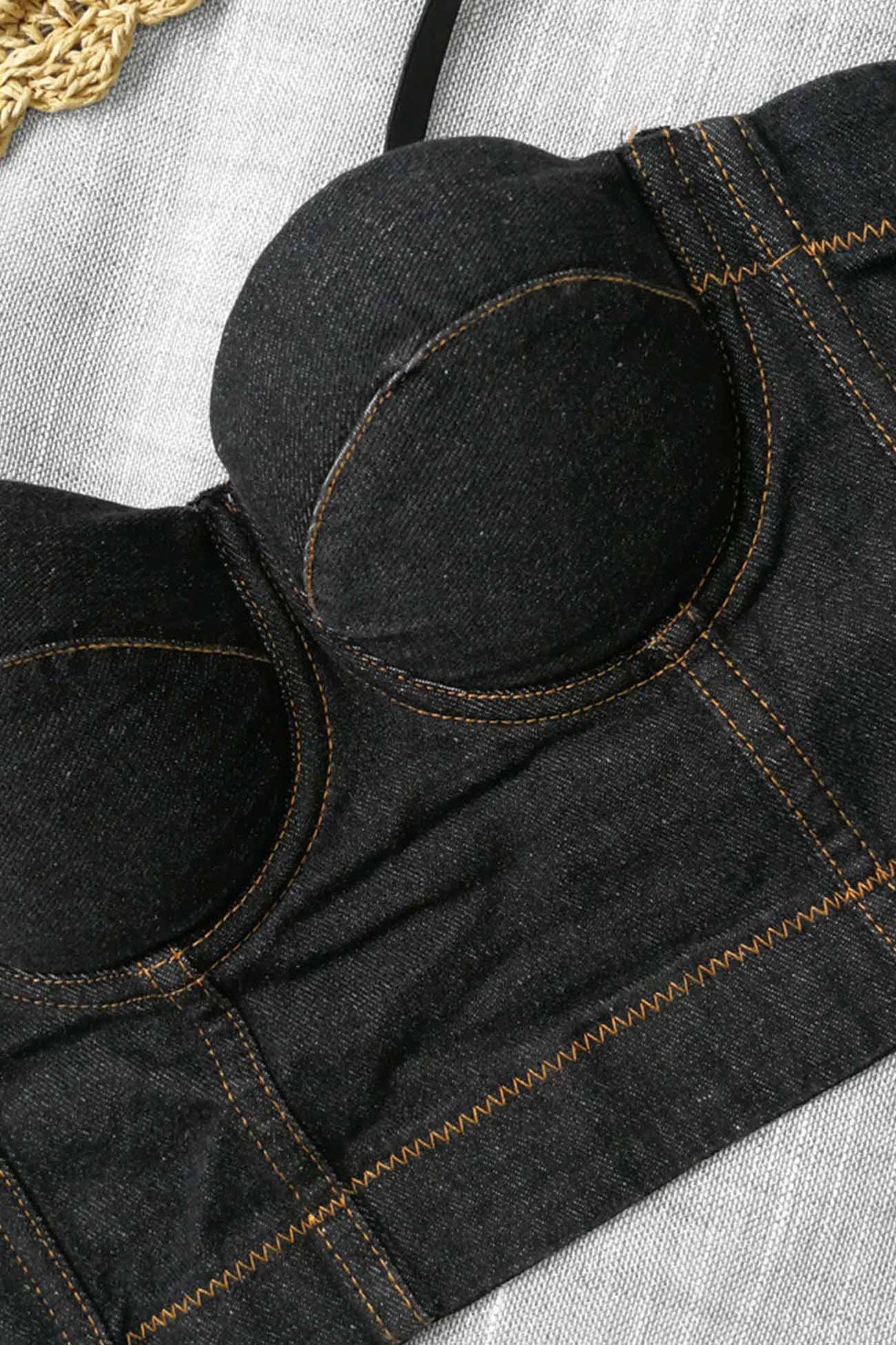 Solid Corset Denim Cami Top