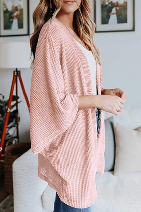Arolora solid-half-sleeve-wrap-cardigan