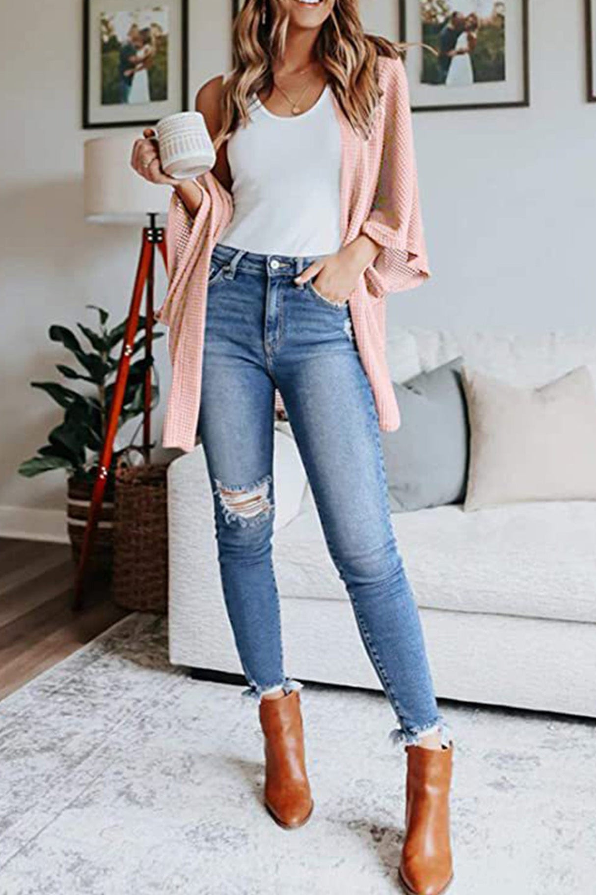 Arolora solid-half-sleeve-wrap-cardigan