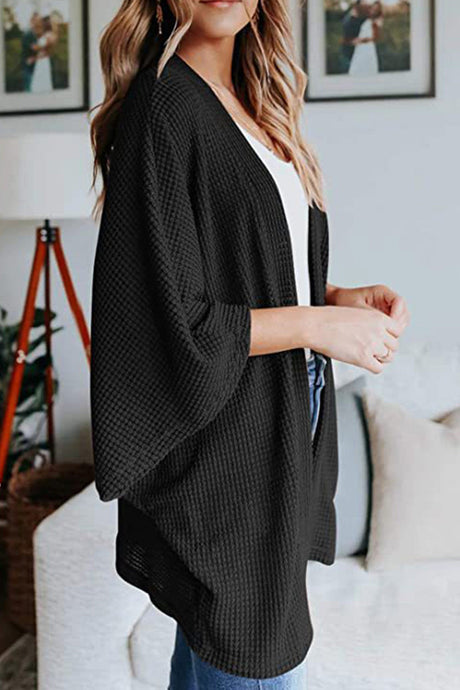 Arolora solid-half-sleeve-wrap-cardigan