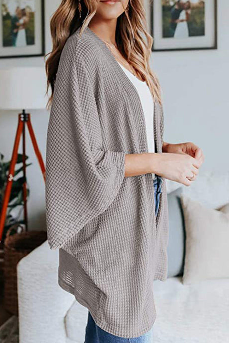 Arolora solid-half-sleeve-wrap-cardigan