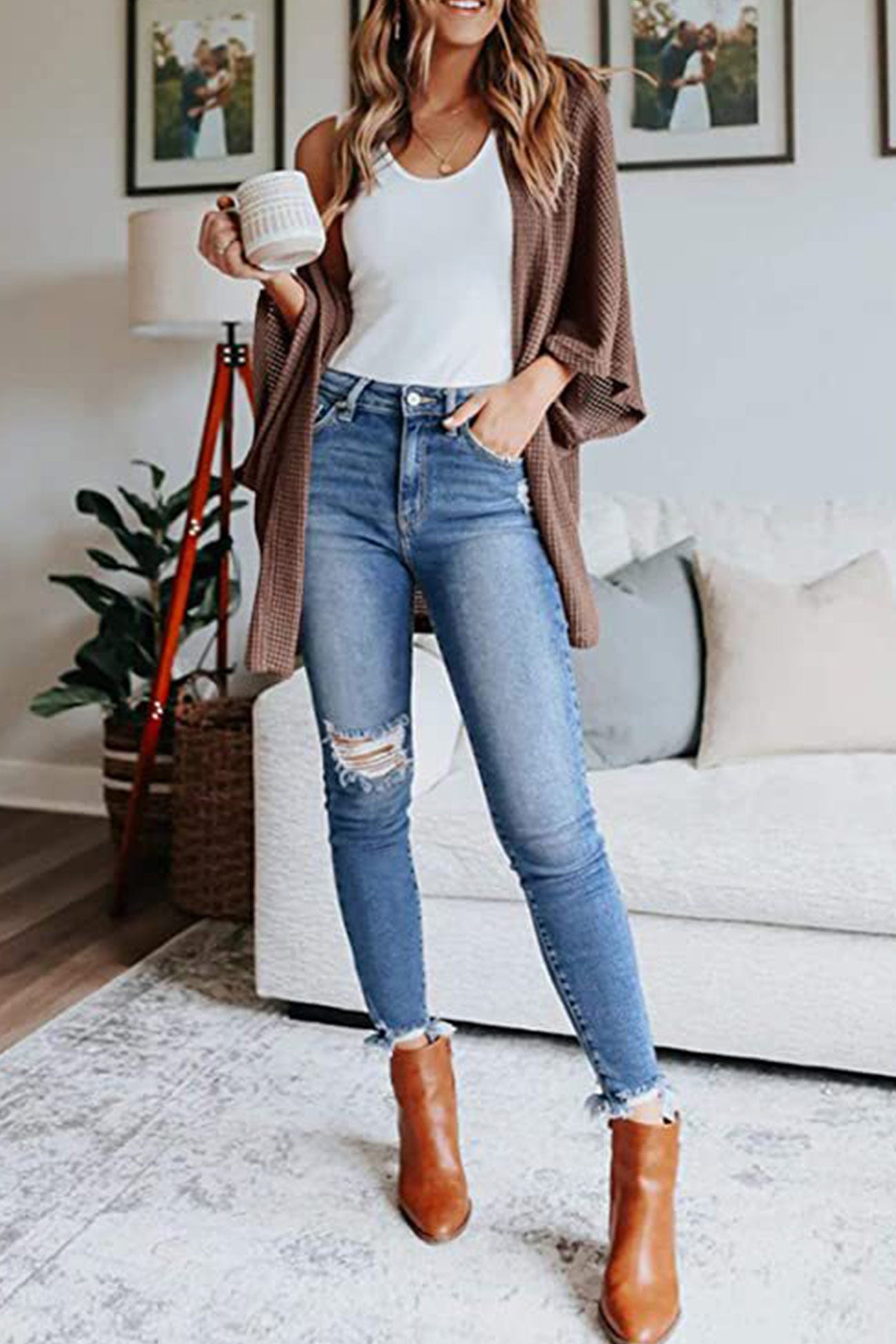 Arolora solid-half-sleeve-wrap-cardigan