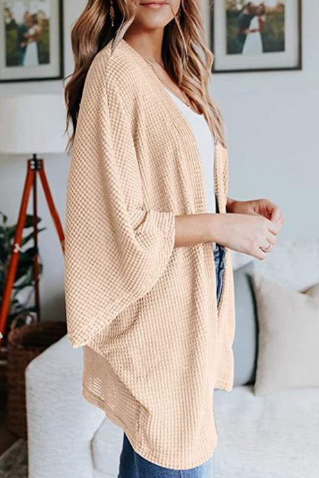 Arolora solid-half-sleeve-wrap-cardigan