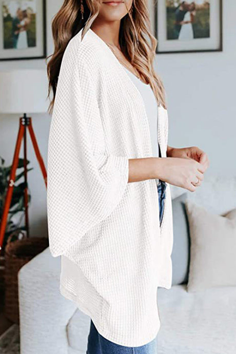Arolora solid-half-sleeve-wrap-cardigan