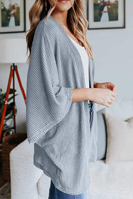 Arolora solid-half-sleeve-wrap-cardigan