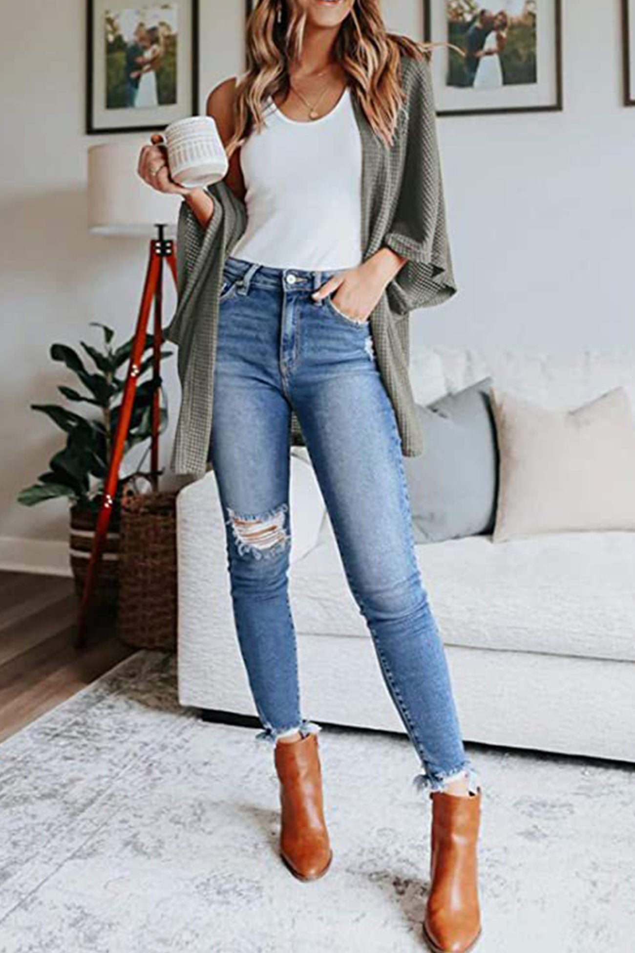 Arolora solid-half-sleeve-wrap-cardigan