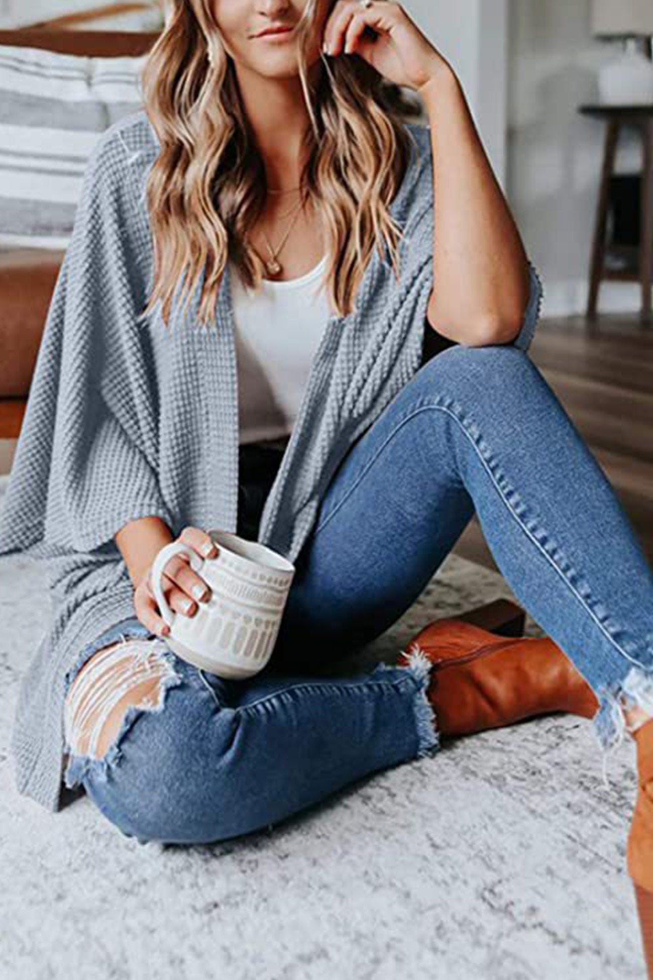 Arolora solid-half-sleeve-wrap-cardigan