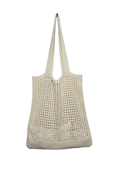 Solid Hollow Out Knit Shoulder Bag