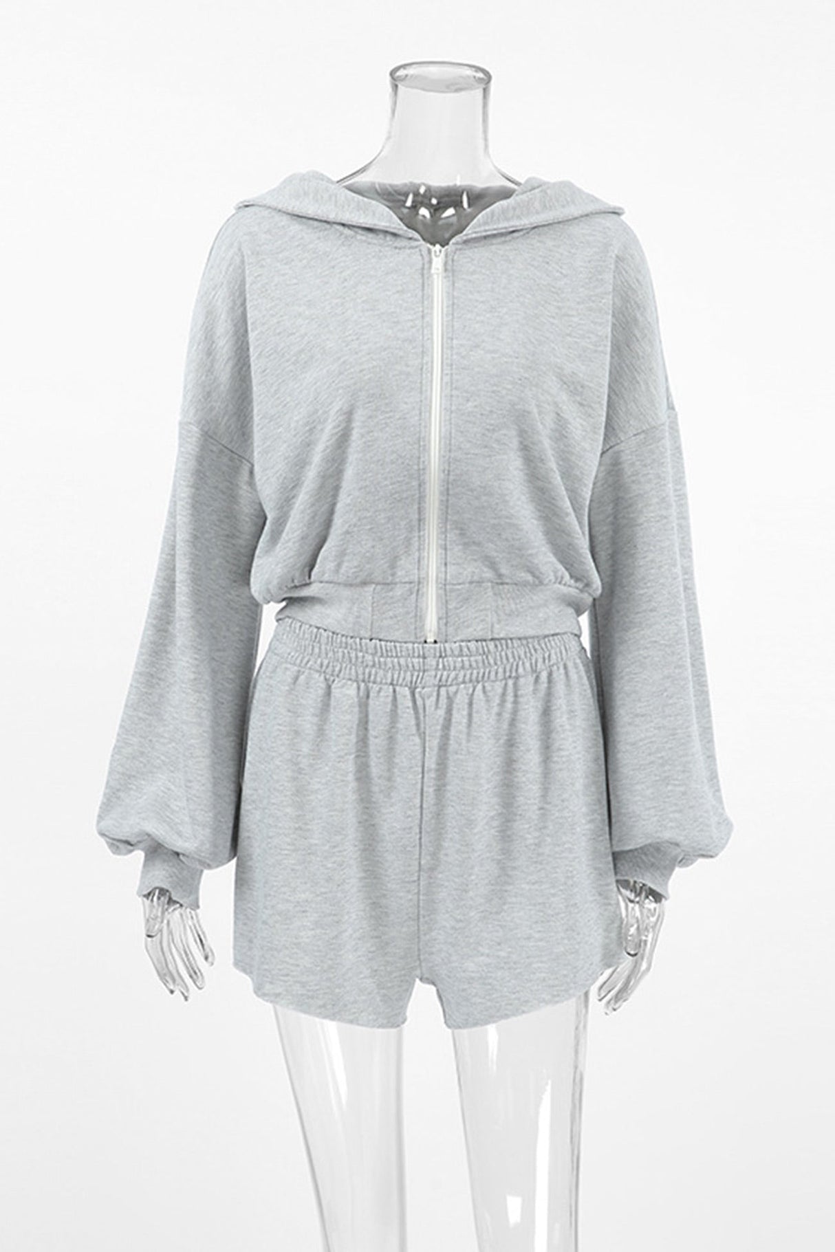 Arolora solid-hoodie-crop-top-shorts-set