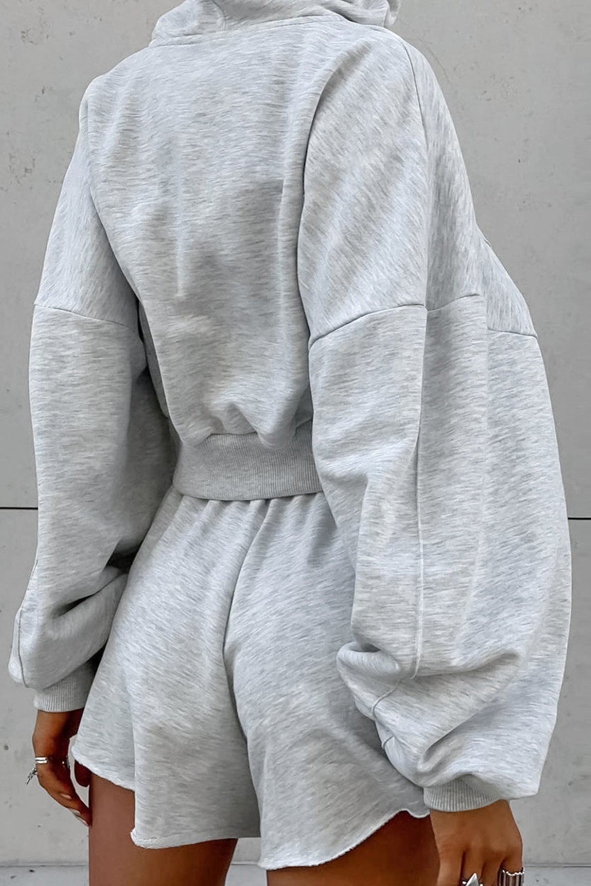 Arolora solid-hoodie-crop-top-shorts-set