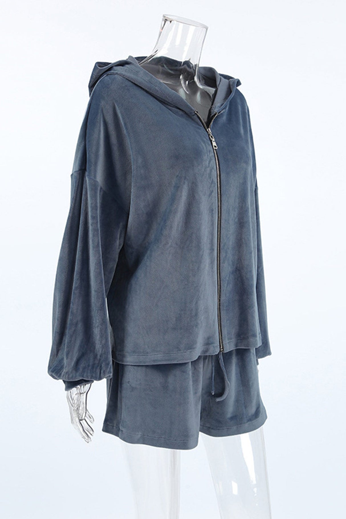 Arolora solid-hoodie-crop-top-shorts-set