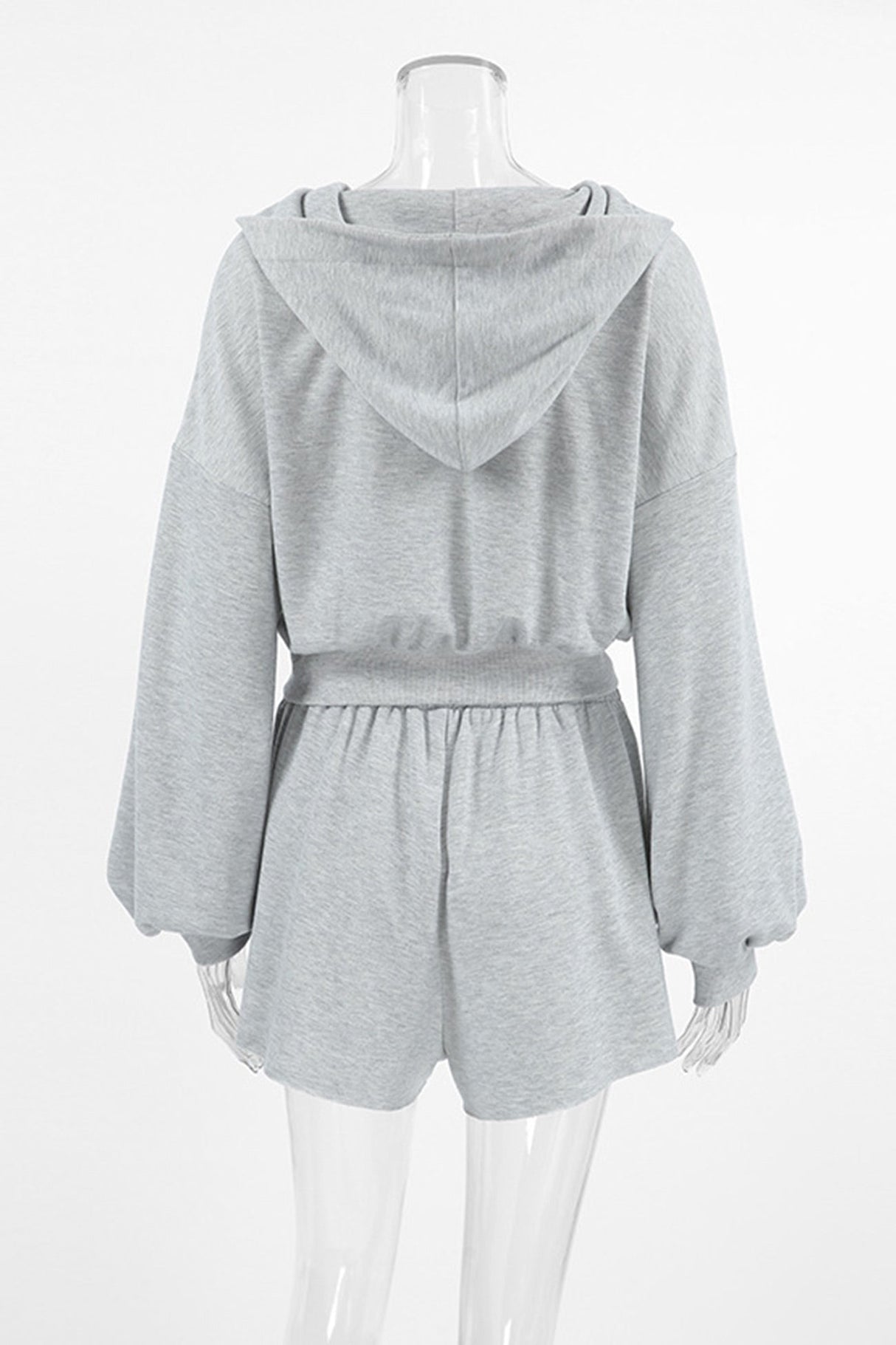 Arolora solid-hoodie-crop-top-shorts-set