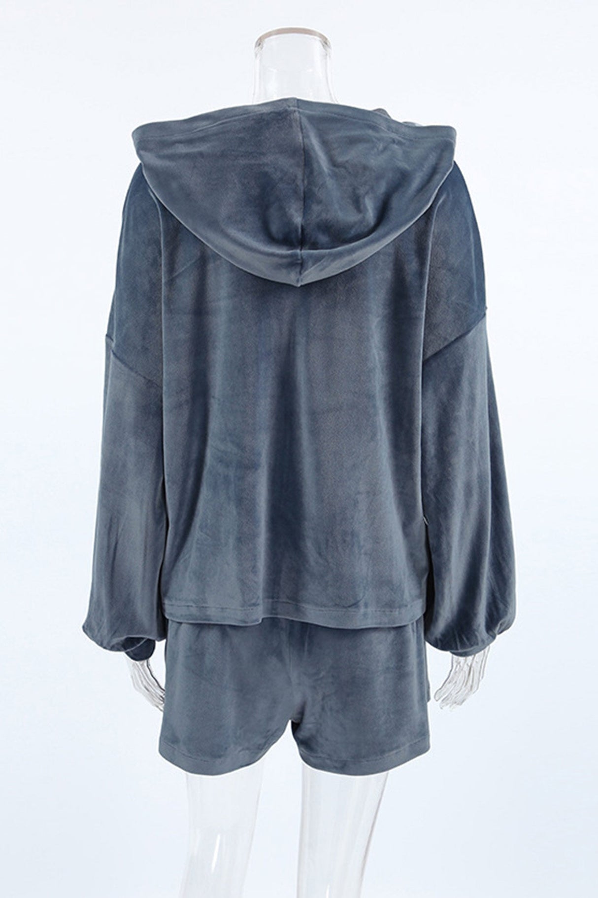 Arolora solid-hoodie-crop-top-shorts-set