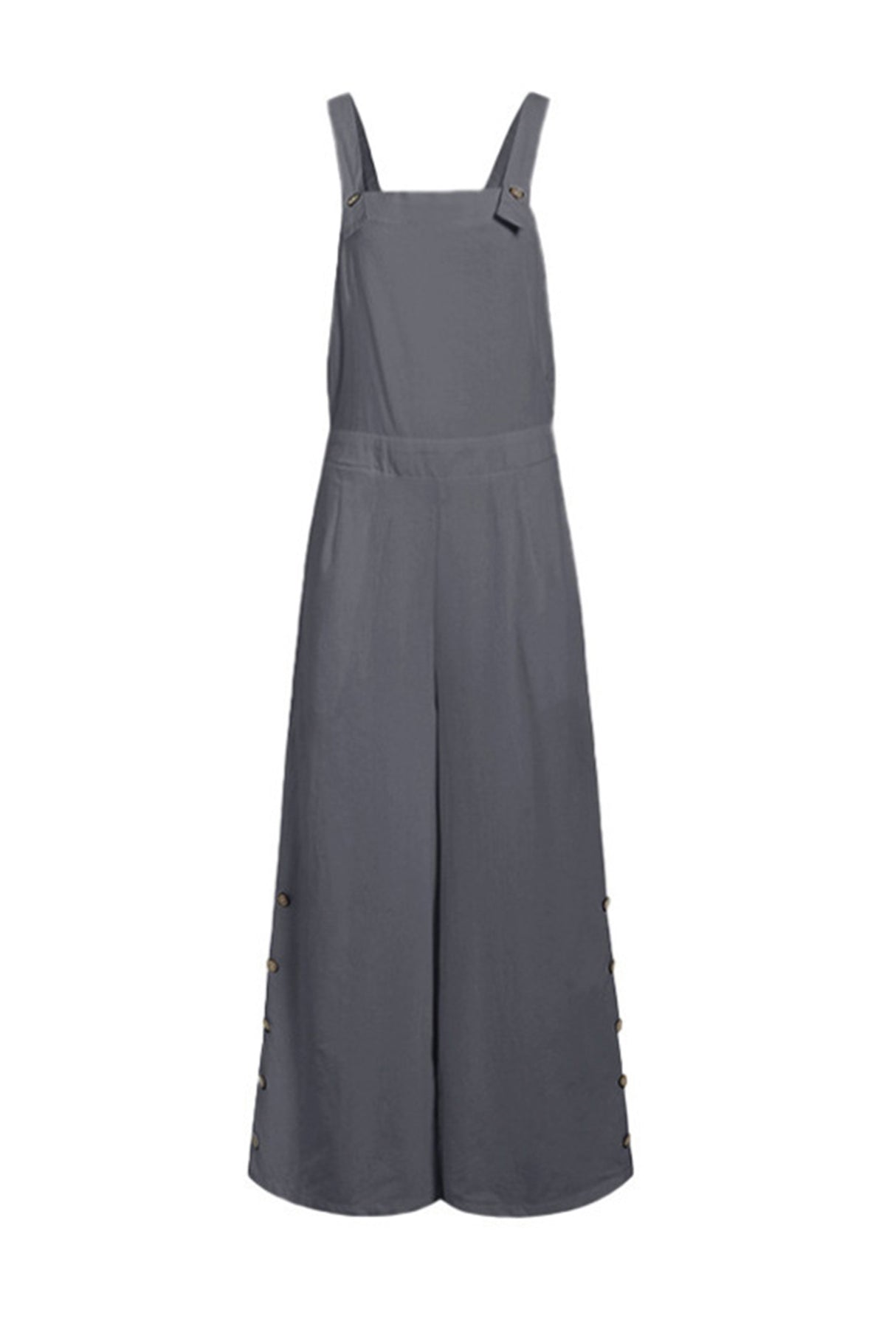 Solid Pocketed Single-breasted Slit Overalls