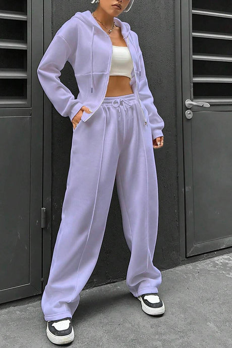 Arolora solid-slim-fit-hoodie-pants-suits