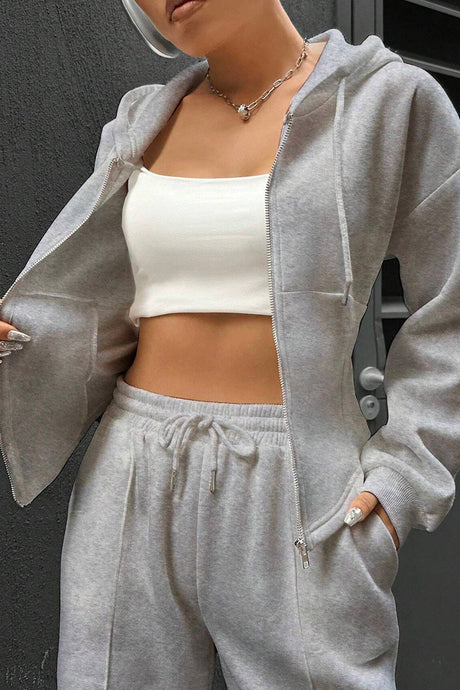 Arolora solid-slim-fit-hoodie-pants-suits