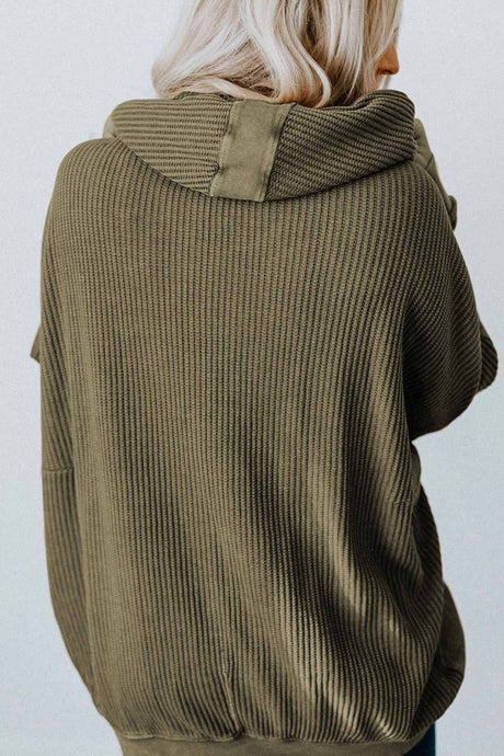 Solid Waffle Zipper Hoodie