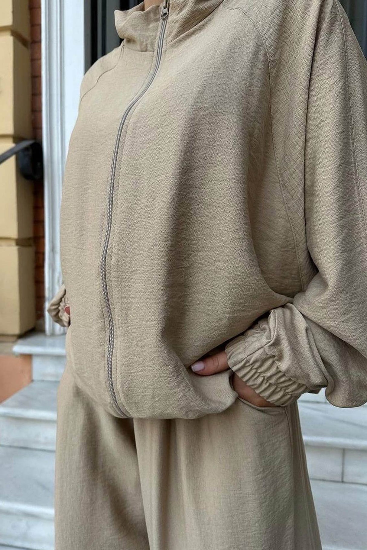 Solid Zip-up Long Sleeve Tracksuits