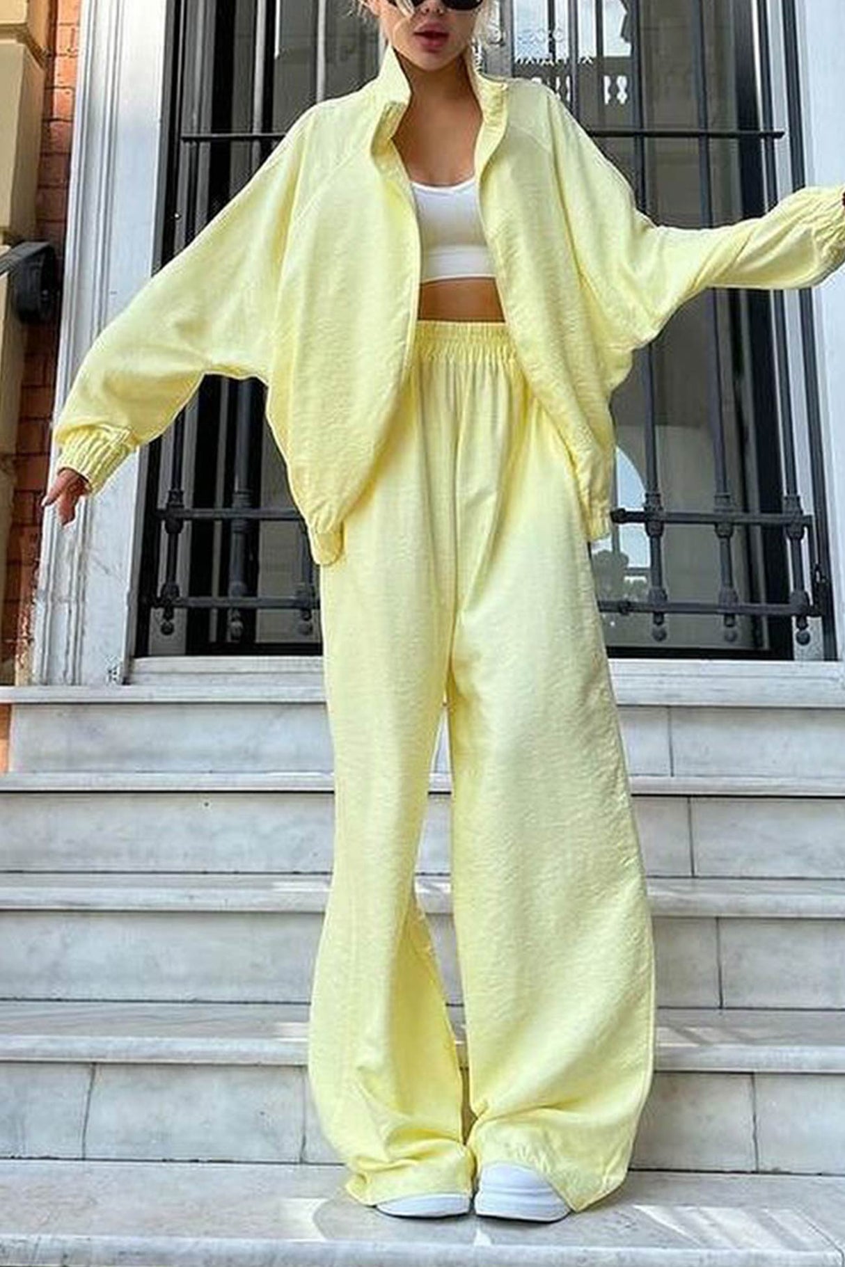 Solid Zip-up Long Sleeve Tracksuits