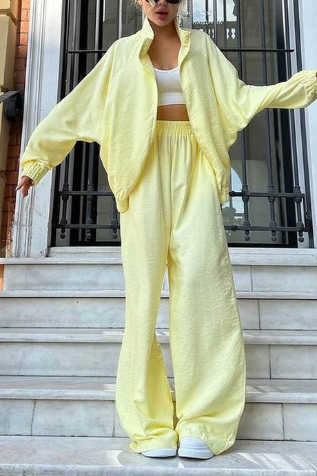 Solid Zip-up Long Sleeve Tracksuits