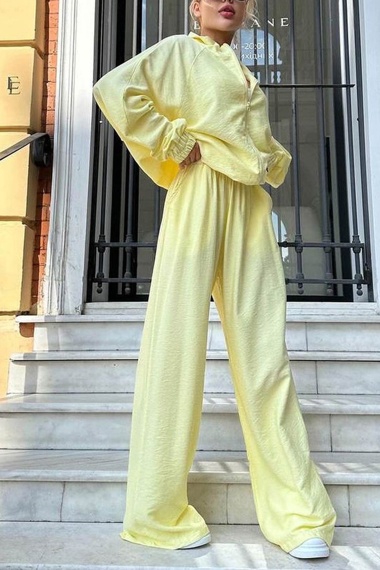 Solid Zip-up Long Sleeve Tracksuits