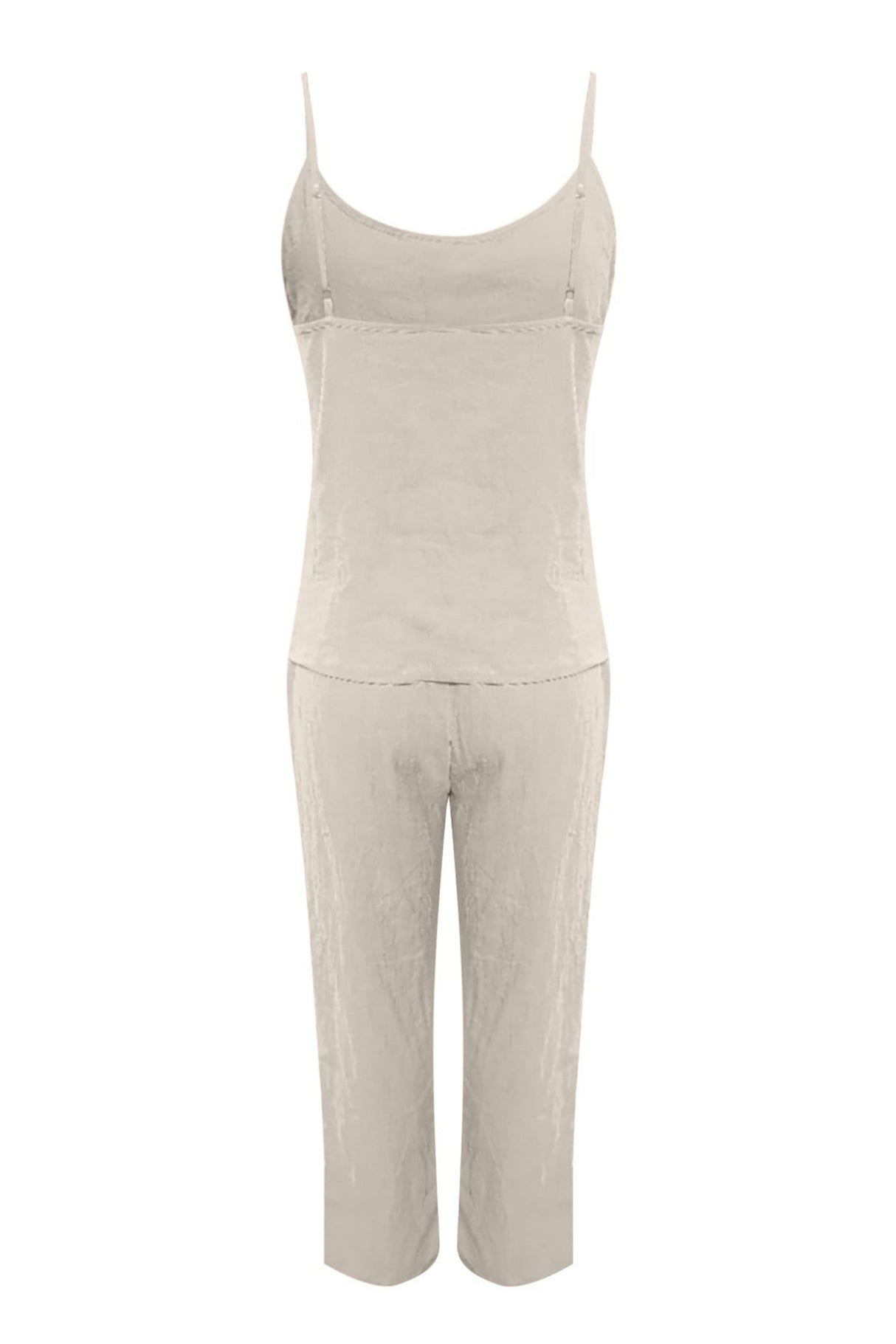 Solid Color Cotton Spaghetti Straps Long Pants Set