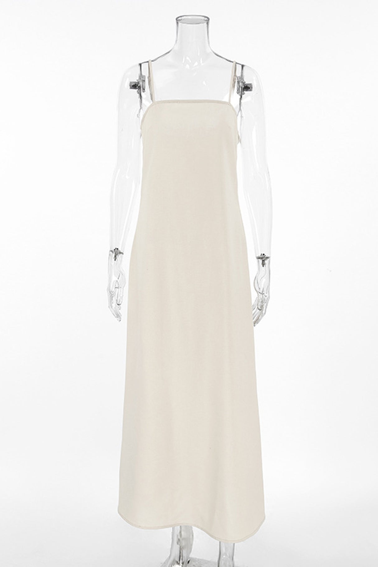 Arolora Spaghetti Straps A-line Cotton Linen Dress