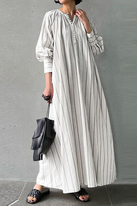 Arolora striped-crew-neck-shirt-dress