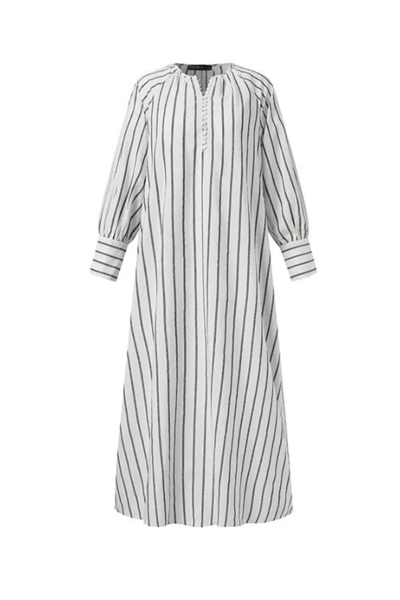 Arolora striped-crew-neck-shirt-dress