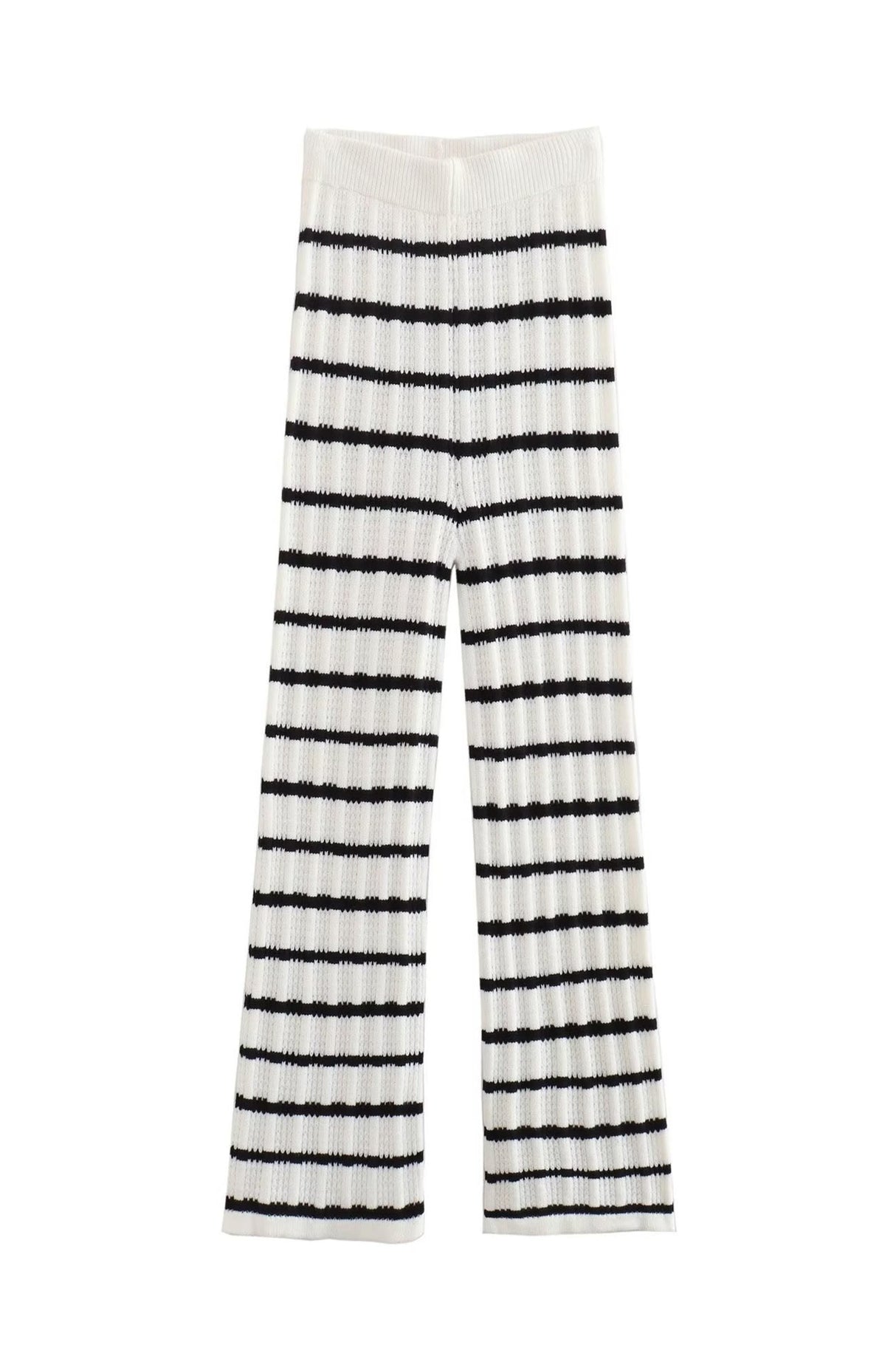 Striped Knit Tie-up Tank Top Pants Suits