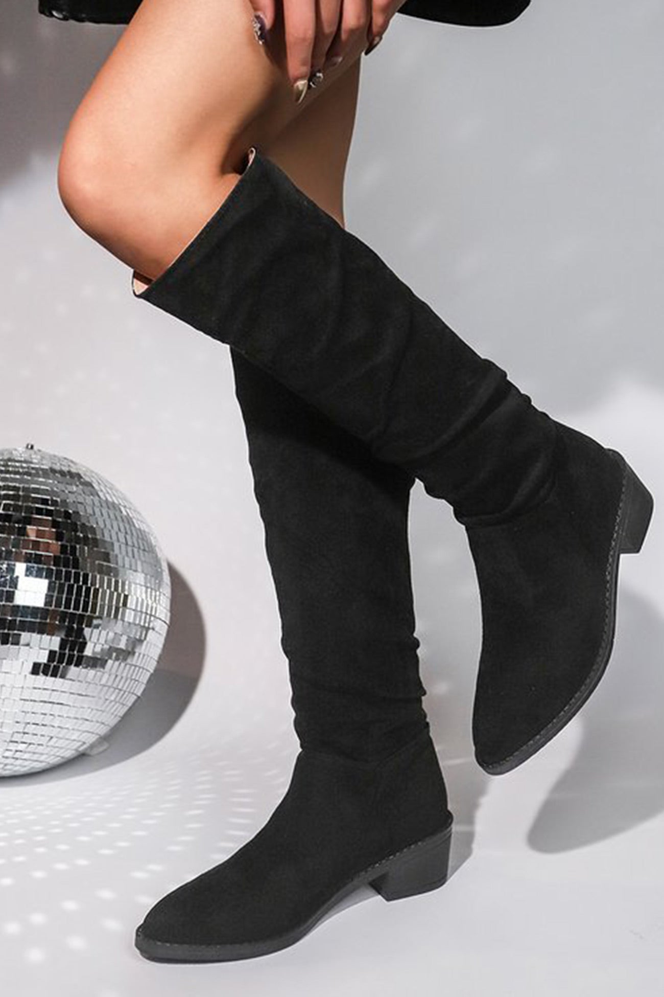 Suede Chunky Heel Stacked Boots