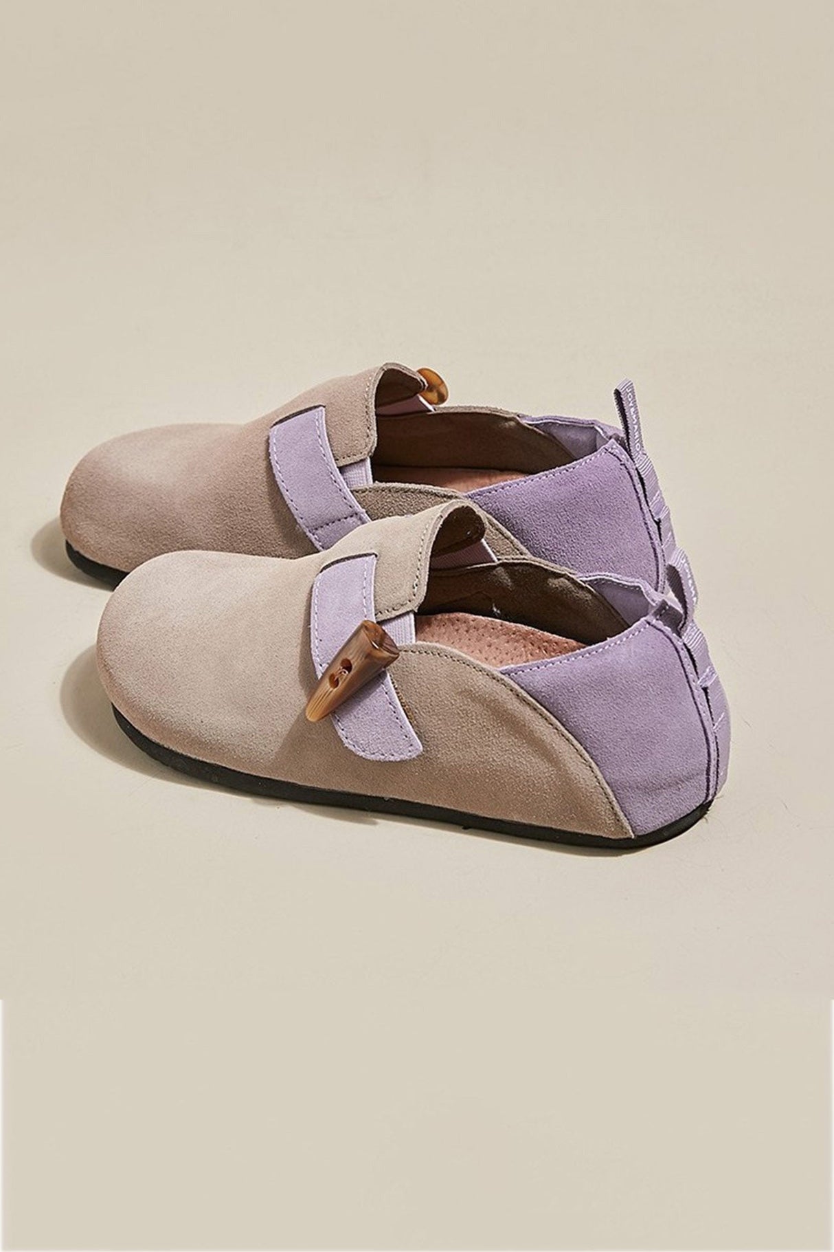 Arolora suede-color-patchwork-slip-on-flats