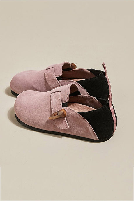 Arolora suede-color-patchwork-slip-on-flats