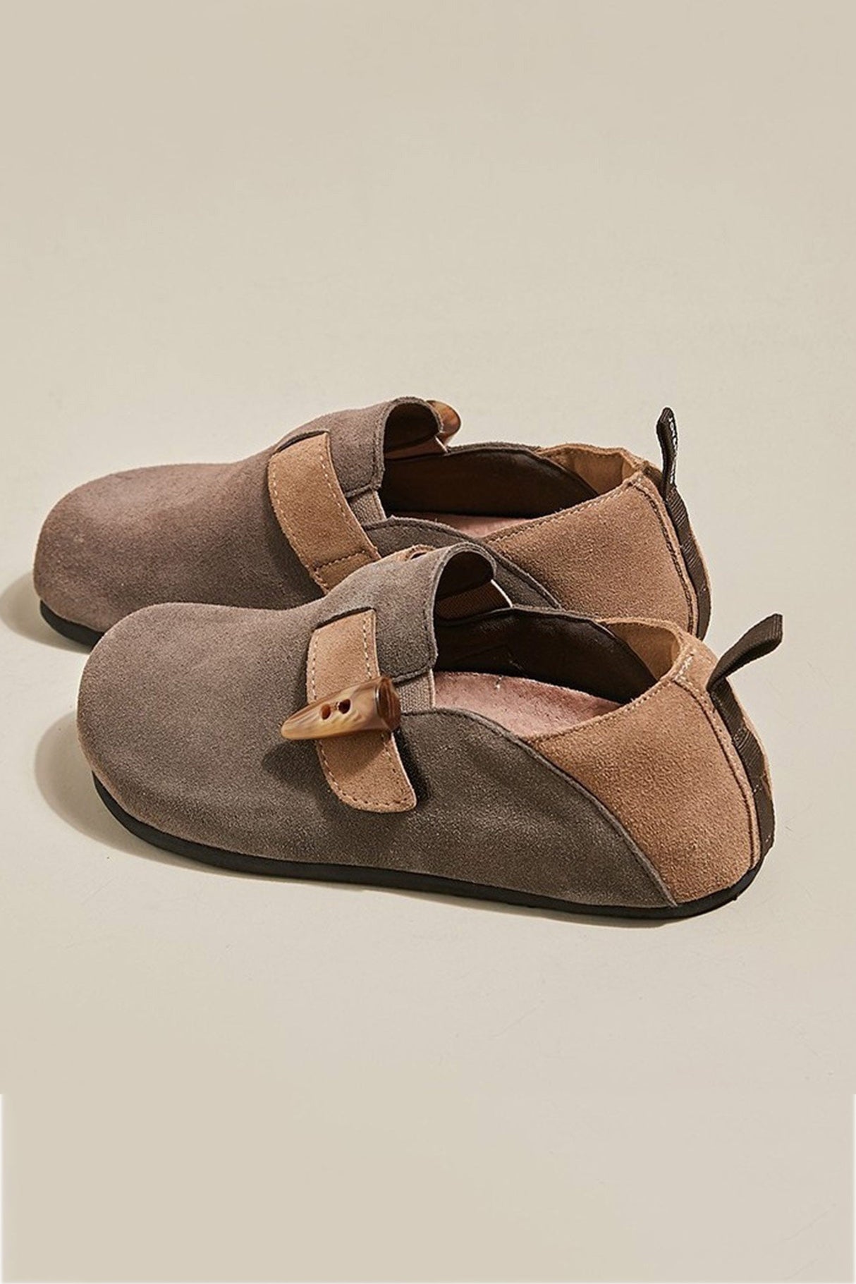 Arolora suede-color-patchwork-slip-on-flats