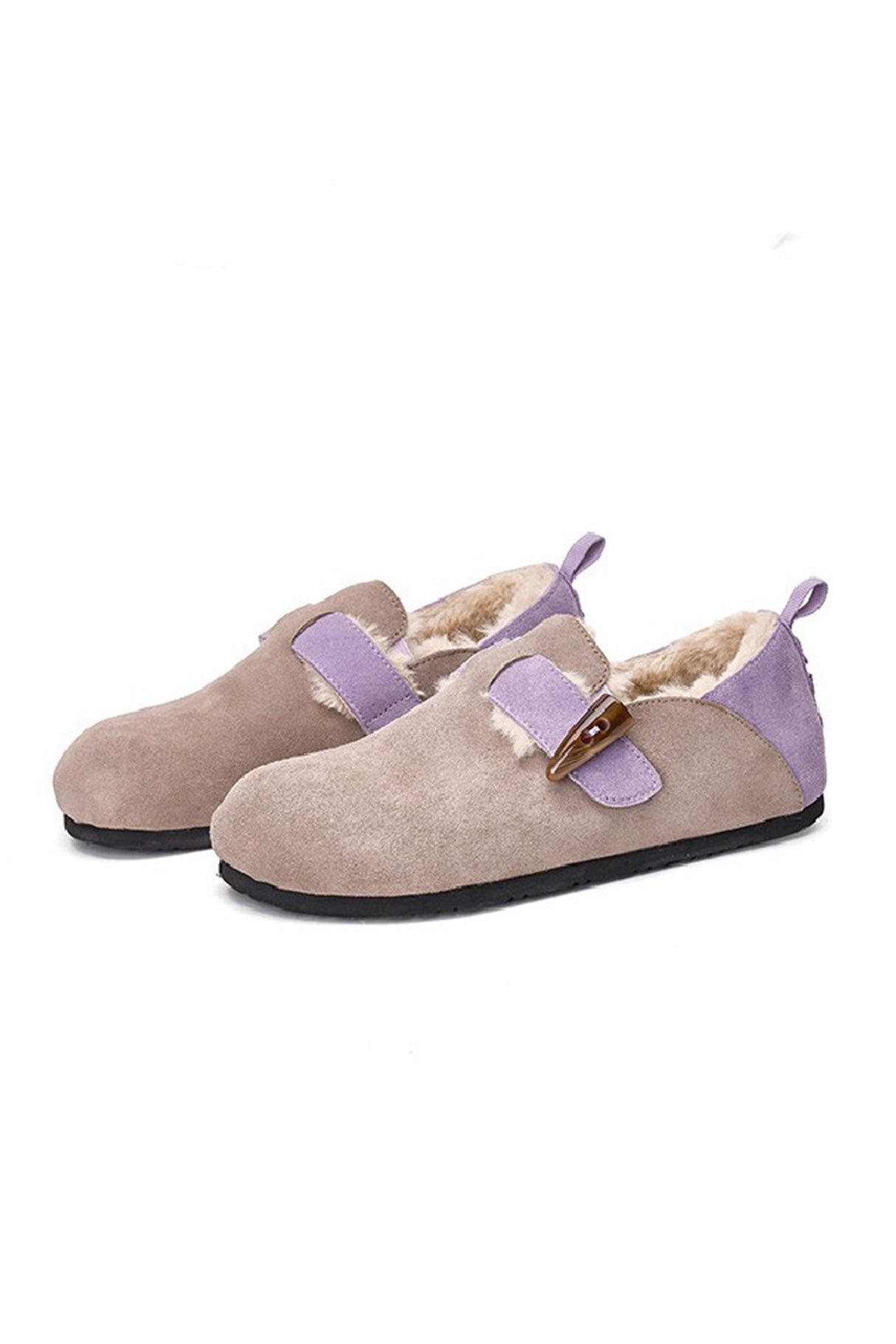 Arolora suede-color-patchwork-slip-on-flats