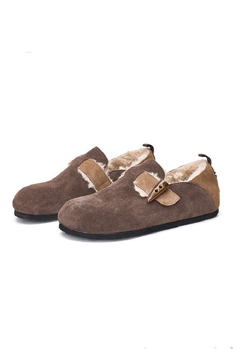 Arolora suede-color-patchwork-slip-on-flats