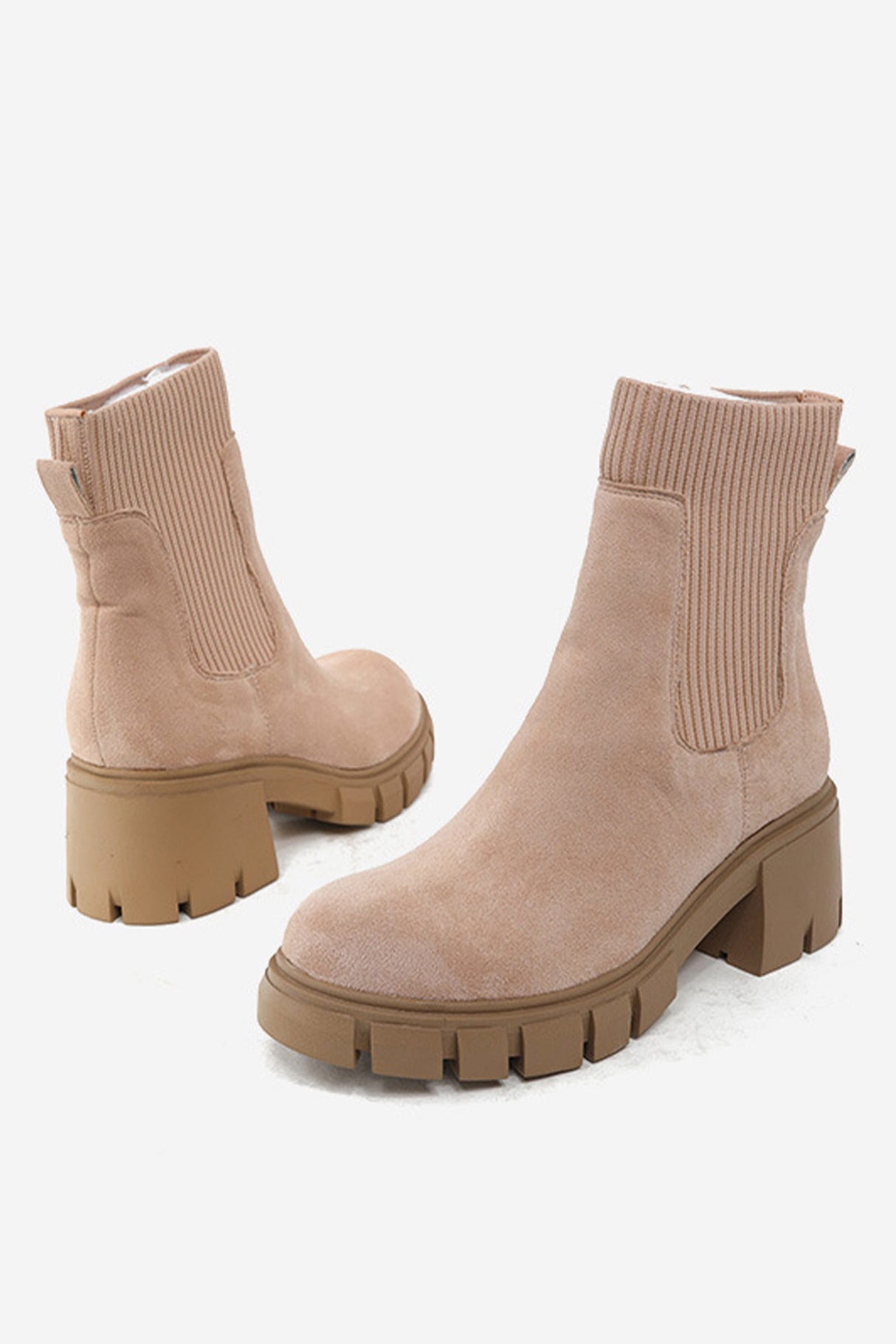Suede Platform Chelsea Ankle Boots