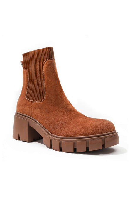 Suede Platform Chelsea Ankle Boots
