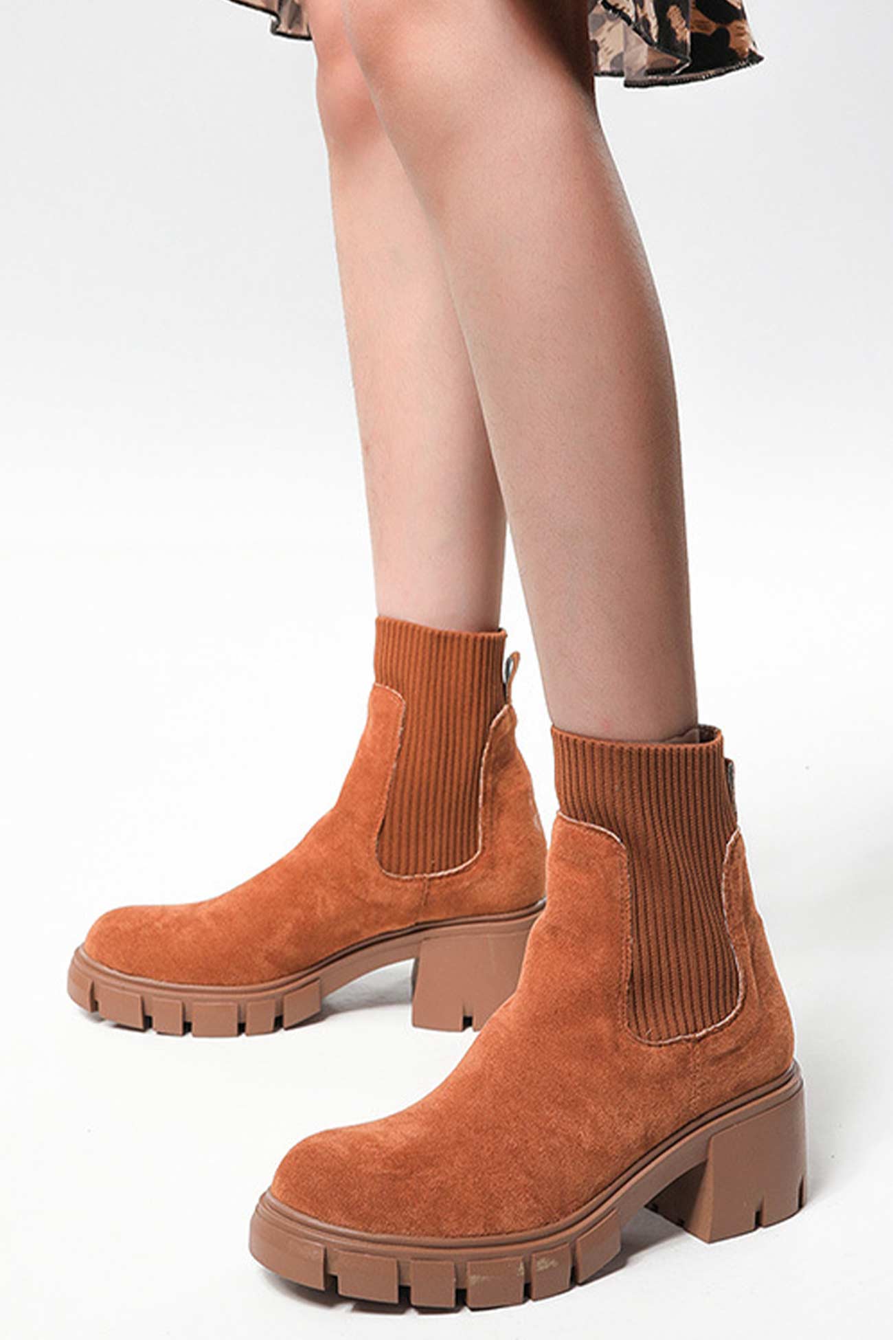 Suede Platform Chelsea Ankle Boots