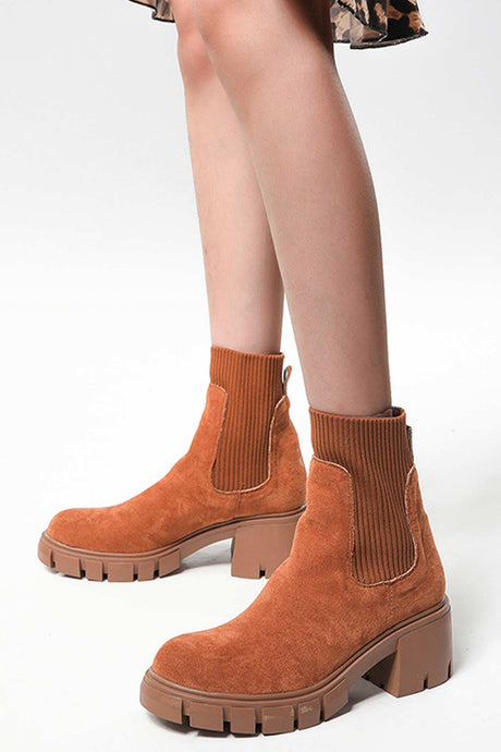 Suede Platform Chelsea Ankle Boots