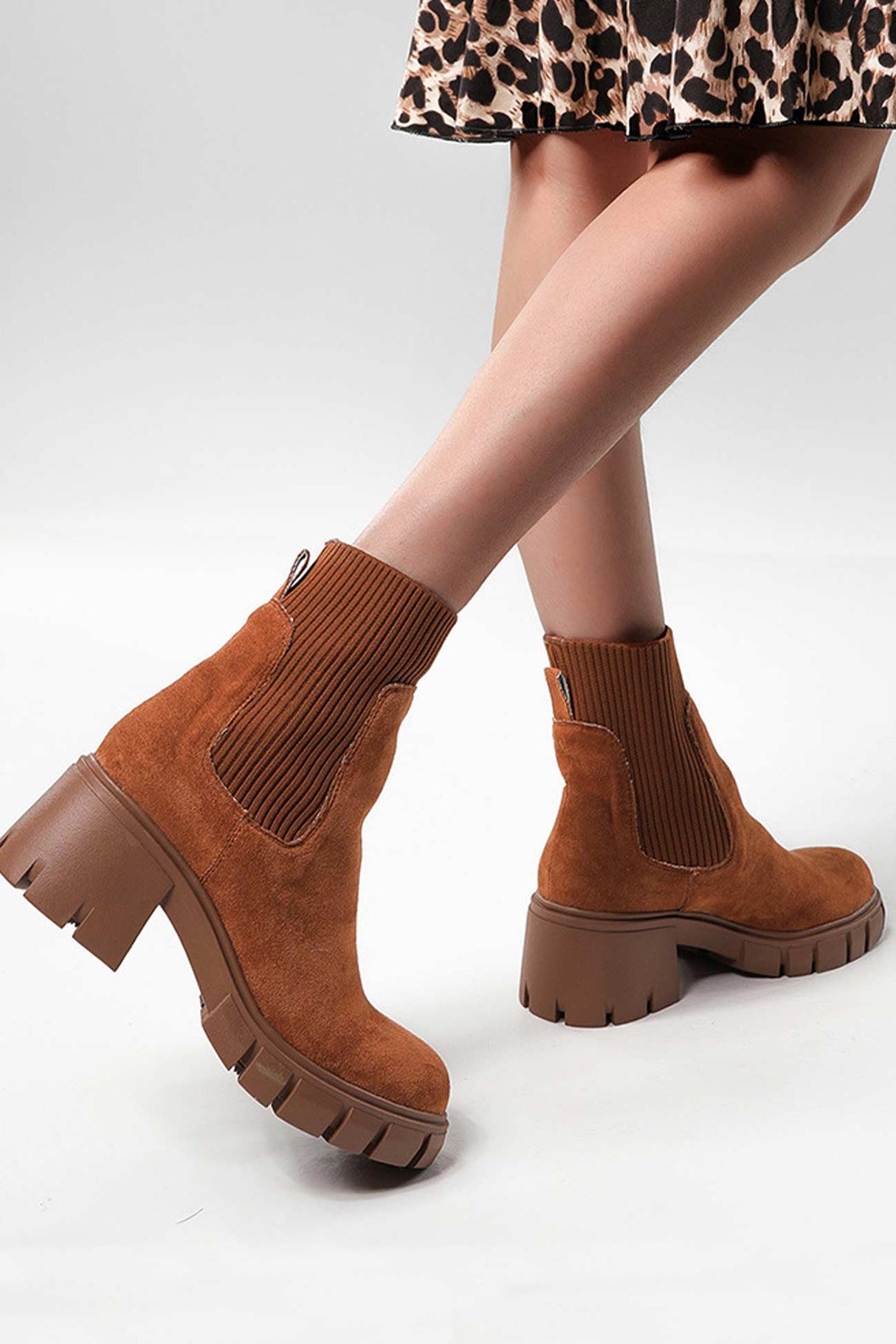 Suede Platform Chelsea Ankle Boots