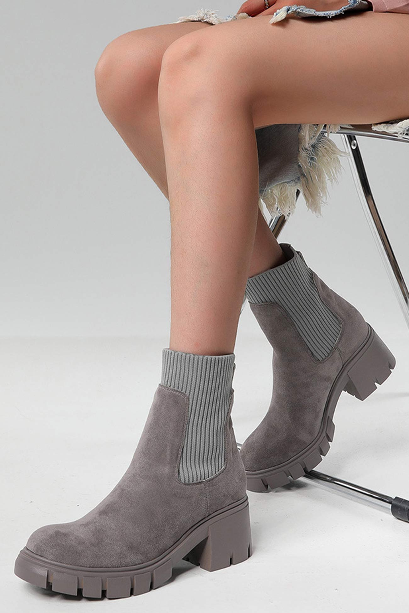 Suede Platform Chelsea Ankle Boots