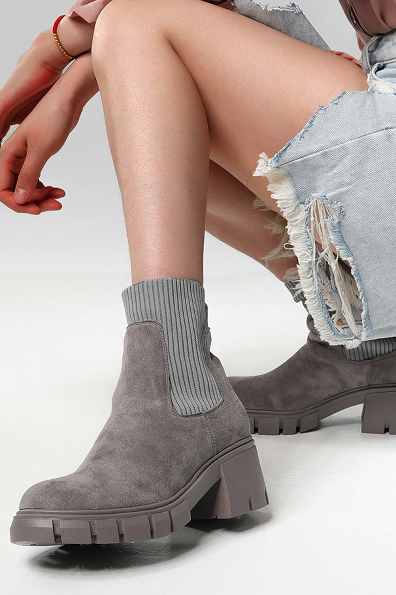 Suede Platform Chelsea Ankle Boots